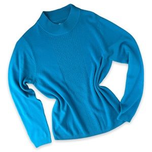 Vintage Blue Grandmacore Mock Neck Sweater